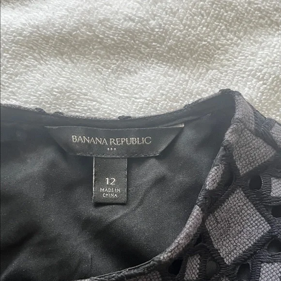 Banana Republic Cobalt Blue/Black Geometric Design Dress Size12. - Picture 2 of 10